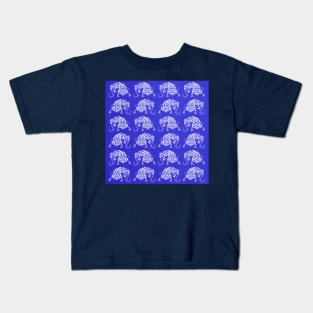 ajolote ranch axolotl ecopop in mandala blue pattern art Kids T-Shirt